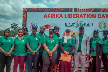 AAYC Secretary General Hon. Dr. Abbas Agaba (in grey suit) alongside the dedicated team driving youth empowerment across the Afro-Arab region.
